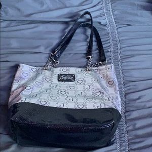 Grey/silver and black and justice hand bag